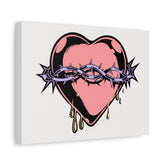 Dripping Heart with Barbed Wire Canvas Print