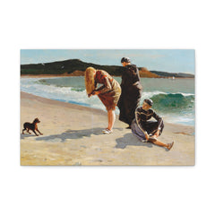 Vintage Seaside Canvas Print — Women on the Beach Matte Stretched Art