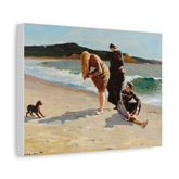 Vintage Seaside Canvas Print — Women on the Beach Matte Stretched Art