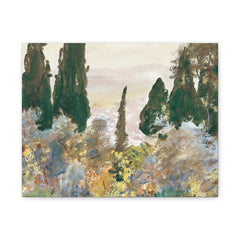 Matte Stretched Canvas — Impressionist Cypress Landscape Wall Art