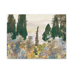 Matte Stretched Canvas — Impressionist Cypress Landscape Wall Art