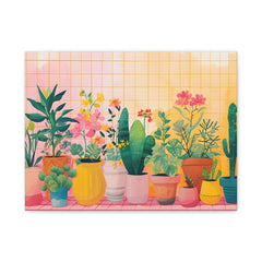 Botanical Potted Plants Matte Canvas Wall Art – Vibrant Indoor Garden Print