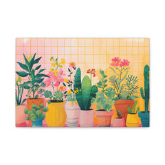 Botanical Potted Plants Matte Canvas Wall Art – Vibrant Indoor Garden Print