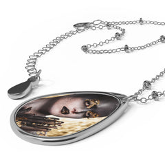 Oval Photo Pendant Necklace — Custom Teardrop Locket with Portrait Insert