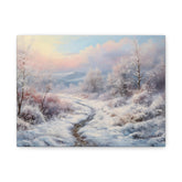 Winter Sunrise Canvas Wall Art — Snowy Path Landscape Matte Stretched Canvas