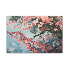 Cherry Blossom Reflection Matte Canvas Print — Stretched Wall Art