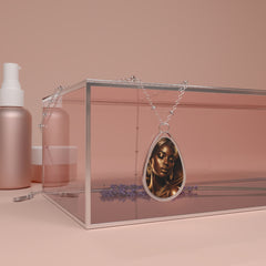 Oval Portrait Necklace — Elegant Teardrop Photo Pendant