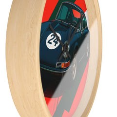 Retro Racing Wall Clock — Vintage Sports Car Design with Number 24