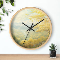 Scenic Autumn Landscape Wall Clock — Tranquil Mountain Forest Timepiece