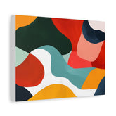 Abstract Colorful Waves Matte Canvas Wall Art – Modern Organic Shapes Stretched Print