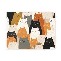Cat Pattern Canvas Wall Art – Cute Kitty Illustration Matte Stretched Canvas