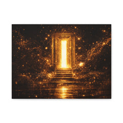 Golden Portal Canvas Wall Art – Illuminated Doorway Spiritual Decor