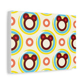 Playful Retro Bear Pattern Matte Canvas Wall Art