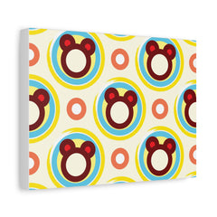 Playful Retro Bear Pattern Matte Canvas Wall Art