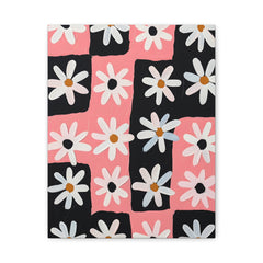 Daisy Patch Canvas Wall Art — Pink & Black Floral Stretched Canvas