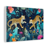 Jungle Leopards Canvas Print — Tropical Botanical Wall Art