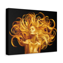Golden Goddess Hair Portrait Canvas