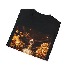 Perfume Bottle Still Life T-Shirt — Vintage Floral Golden Glam Tee