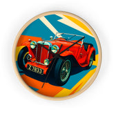 Classic Red Roadster Wall Clock — Vintage Sports Car Retro Decor