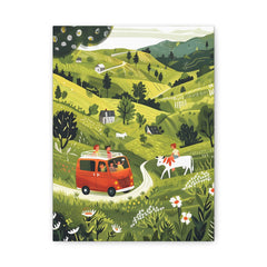 Countryside Road Trip Matte Canvas Wall Art — Green Hills Camper Van & Horse Scene