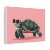 Cool Sunglasses Turtle Canvas Print — Pink Tropical Wall Art