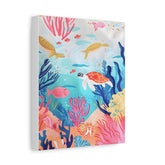 Underwater Sea Turtle Canvas Print — Colorful Coral Reef Wall Art