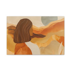 Abstract Desert Woman Matte Canvas Wall Art — Boho Earthtone Landscape Print