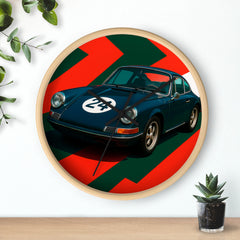 Retro Racing Wall Clock — Vintage Sports Car Design with Number 24