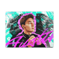 Racing Driver Pop Art Canvas — Neon Portrait Matte Stretched Wall Art