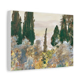 Matte Stretched Canvas — Impressionist Cypress Landscape Wall Art
