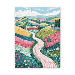 Colorful Pastel Landscape Canvas Print — Whimsical Countryside Wall Art