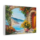 Mediterranean Seaside Canvas Print — Stretched Matte Wall Art