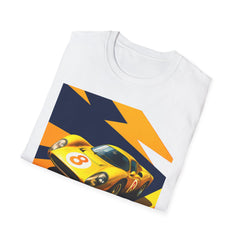 Vintage Race Car T-Shirt — Yellow Classic Sports Car Graphic
