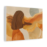 Abstract Desert Woman Matte Canvas Wall Art — Boho Earthtone Landscape Print