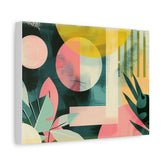 Abstract Tropical Canvas Wall Art – Midcentury Geometric Botanical Print