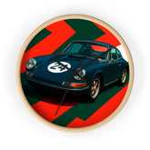 Retro Racing Wall Clock — Vintage Sports Car Design with Number 24