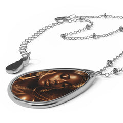 Oval Portrait Necklace — Elegant Teardrop Photo Pendant