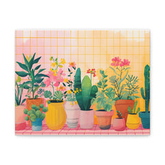 Botanical Potted Plants Matte Canvas Wall Art – Vibrant Indoor Garden Print