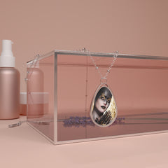 Oval Photo Pendant Necklace — Custom Teardrop Locket with Portrait Insert