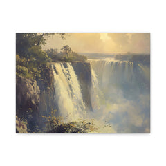 Waterfall Landscape Matte Canvas Print — Stretched 1.25"