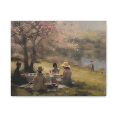 Canvas Wall Art — Vintage Picnic by the Lake Stretched Matte Canvas