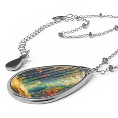 Autumn Forest Oval Necklace — Scenic Nature Pendant Necklace