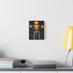Gold Goddess Portrait Canvas — Glamorous Black & Gold Wall Art
