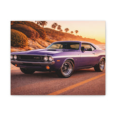 Vintage Purple Muscle Car Canvas Print — Matte Stretched Wall Art
