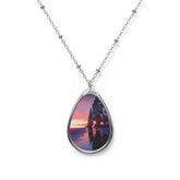 Sunset Cove Oval Photo Necklace — Personalized Teardrop Pendant