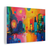 Colorful Abstract Cityscape Matte Canvas Print — Vibrant Urban Art