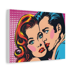 Pop Art Couple Canvas Print — Retro Romance Matte Stretched Wall Art