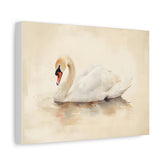 Swan Watercolor Canvas Print — Elegant White Swan Wall Art