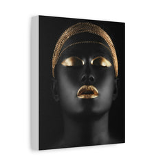 Gold Accented Black Portrait Canvas — Modern Glam Wall Art