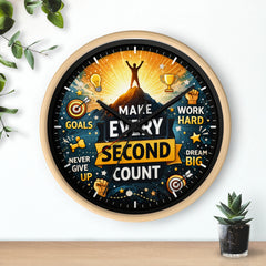 Motivational Wall Clock — “Make Every Second Count” Inspirational Office Clock